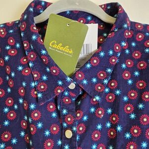 Cabela's Corduroy Pearl Snap Camden Bay Shirt, AOP Western Floral, Blue, XL, New